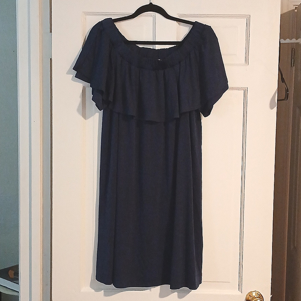 Rachel Roy Navy Blue Shoulder Dress Plus Sz 1X